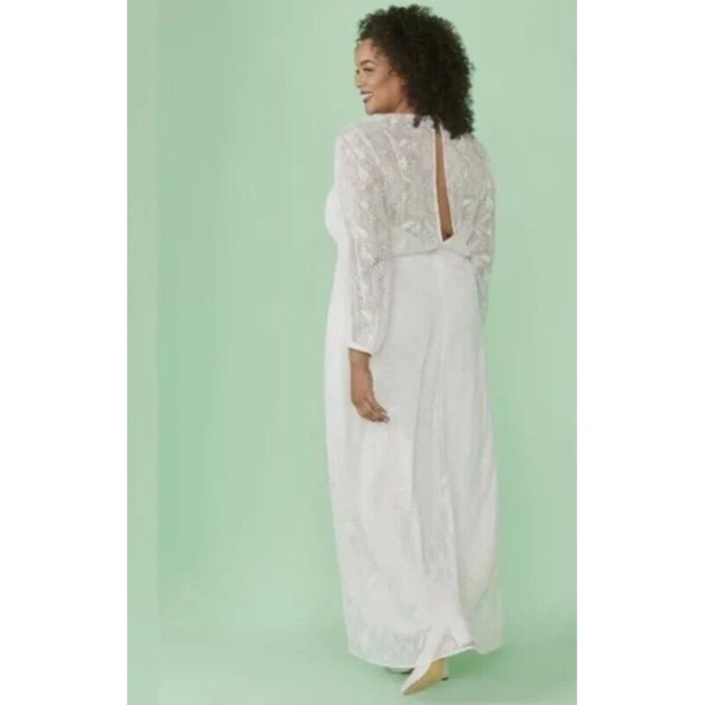Modcloth “Just The Beginning” White Maxi Dress Lace Long Sleeve Size Large NWT - Picture 12 of 16